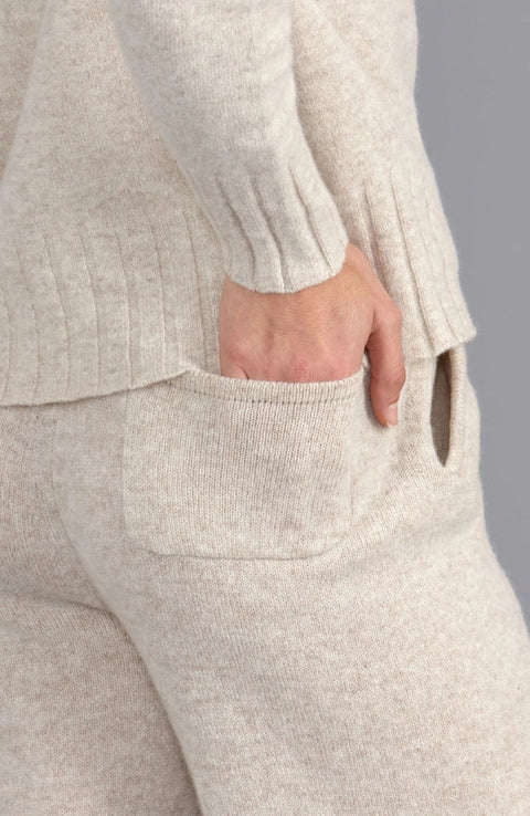 Womens Lambswool Knitted Trousers Linen