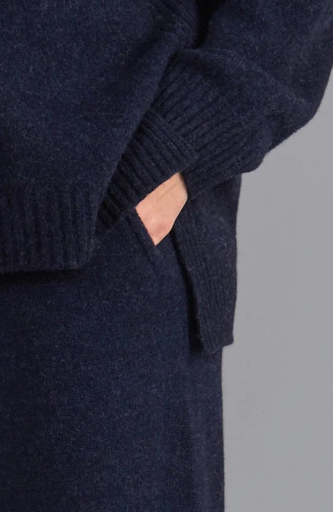 Womens Lambswool Knitted Trousers  Oxford Blue