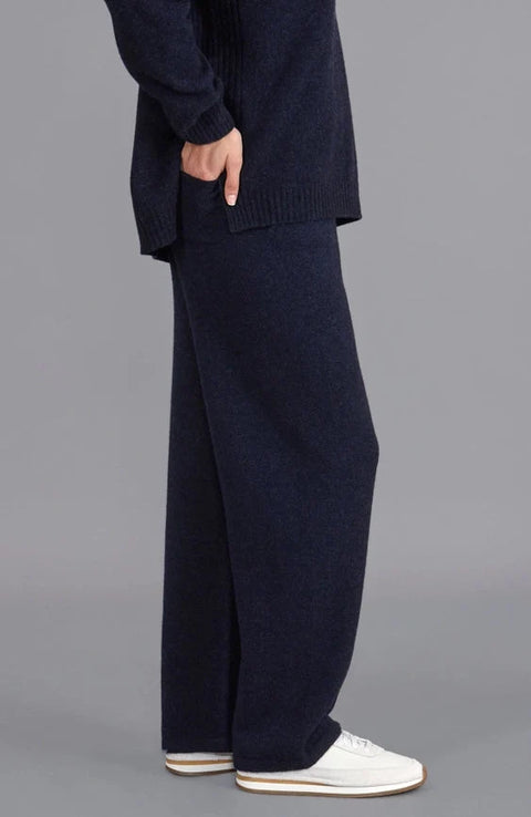 Womens Lambswool Knitted Trousers  Oxford Blue