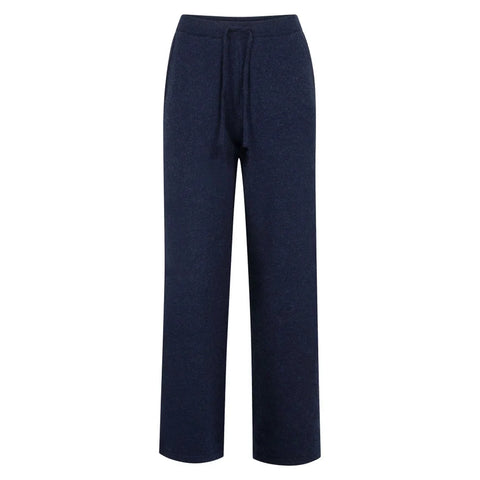 Womens Lambswool Knitted Trousers  Oxford Blue