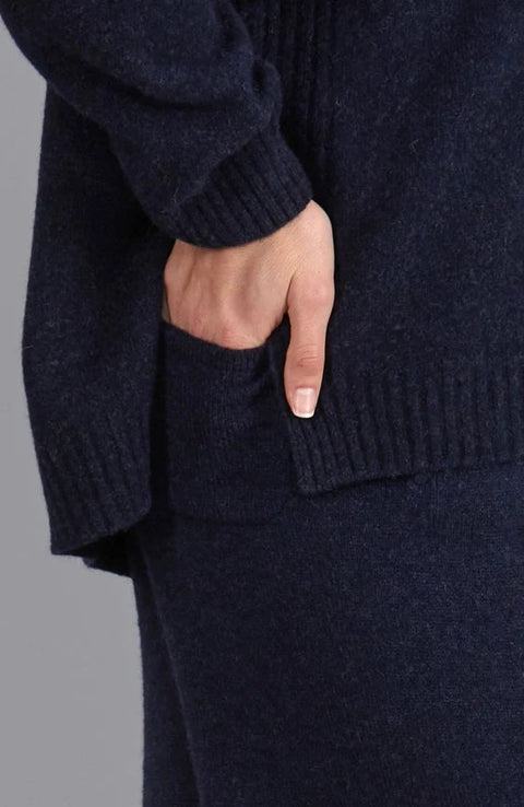Womens Lambswool Knitted Trousers  Oxford Blue