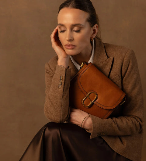 Women's Leather Saddle Bag Crossbody Bag - Villette