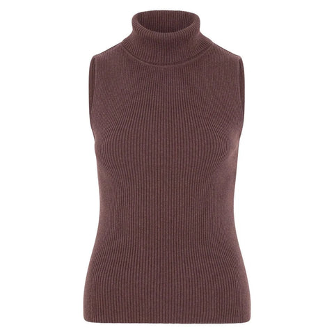 Womens Lightweight 100% Cotton Roll Neck Sleeveless Jumper