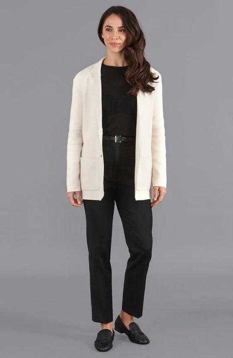 Womens Midweight Cotton Relaxed Fit Knitted Blazer Ecru