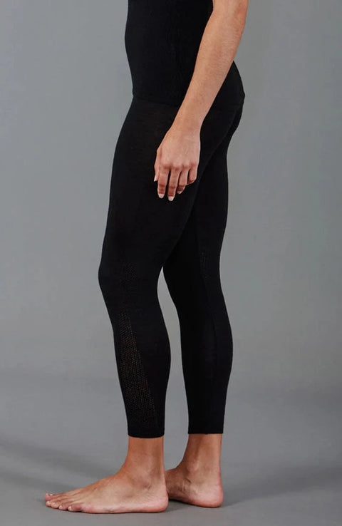 Womens Midweight Merino Activewear Thermal Leggings  Black