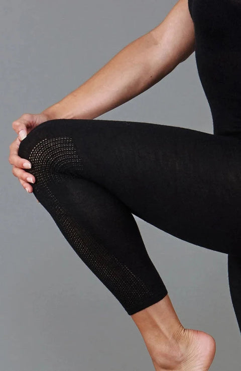 Womens Midweight Merino Activewear Thermal Leggings  Black