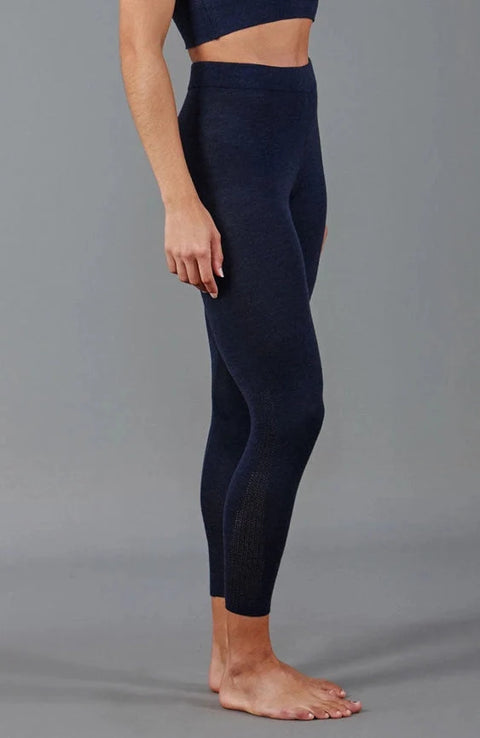 Womens Midweight Merino Activewear Thermal Leggings Navy Blazer