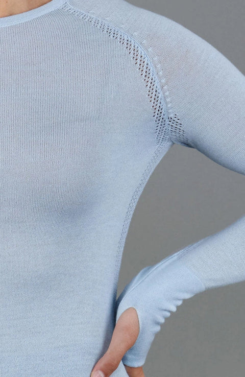 Womens Midweight Merino Activewear Training Top Duck Egg
