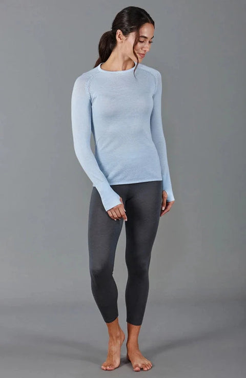 Womens Midweight Merino Activewear Training Top Duck Egg
