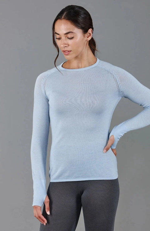 Womens Midweight Merino Activewear Training Top Duck Egg