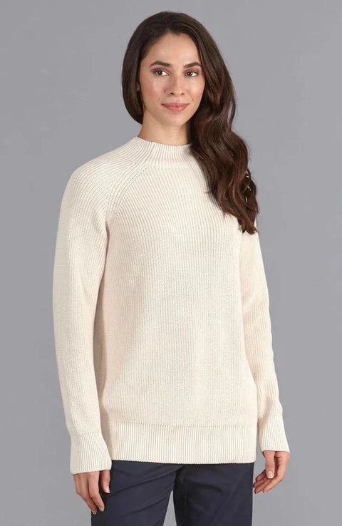 Womens Pure Cotton High Neck Raglan Jumper Ecru