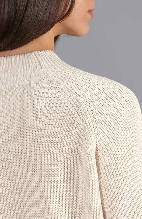 Womens Pure Cotton High Neck Raglan Jumper Ecru