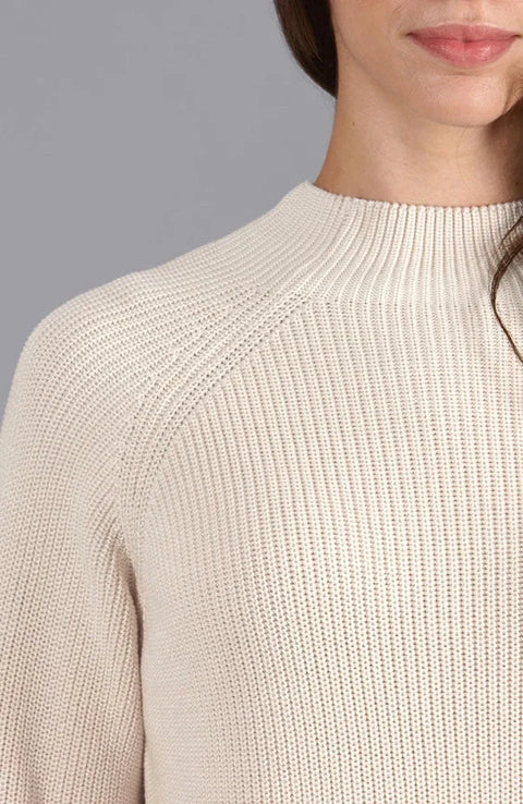 Womens Pure Cotton High Neck Raglan Jumper Ecru