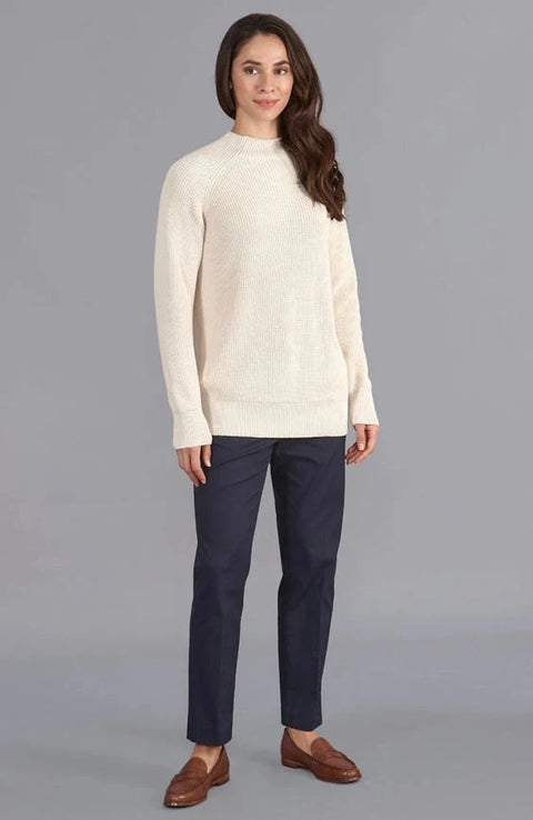 Womens Pure Cotton High Neck Raglan Jumper Ecru