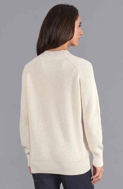 Womens Pure Cotton High Neck Raglan Jumper Ecru