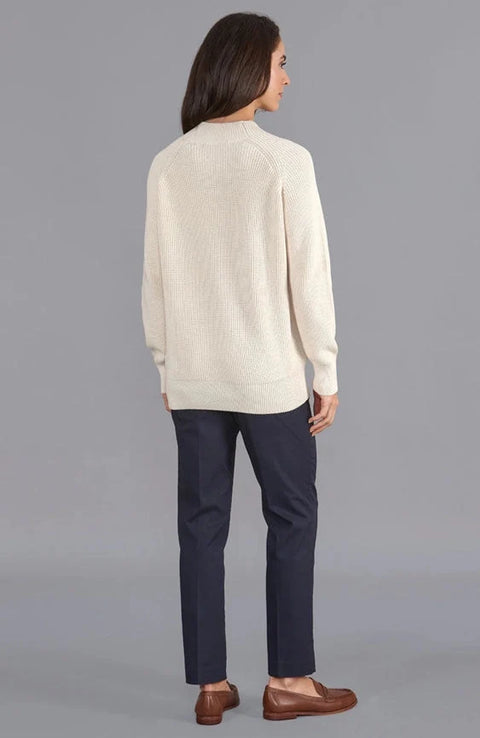 Womens Pure Cotton High Neck Raglan Jumper Ecru