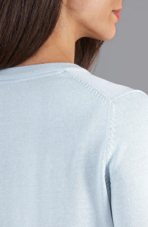 Womens Pure Cotton V-Neck Jumper  Pale Blue