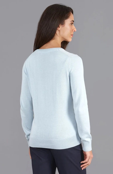 Womens Pure Cotton V-Neck Jumper  Pale Blue