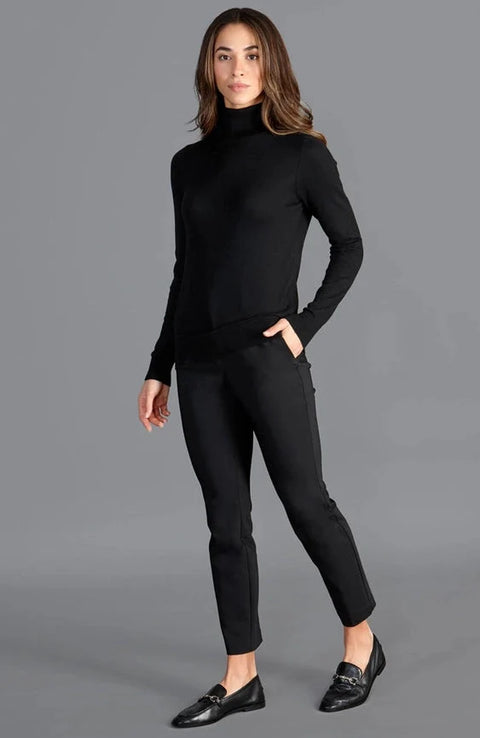 Womens Ultra-Fine Cotton Roll Neck Long Sleeve Jumper Black