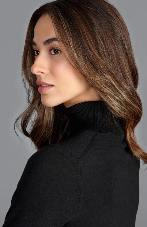 Womens Ultra-Fine Cotton Roll Neck Long Sleeve Jumper Black