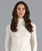 Womens Ultra-Fine Cotton Roll Neck Long Sleeve Jumper Ecru