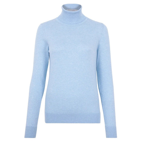 Womens Ultra-Fine Cotton Roll Neck Long Sleeve Jumper Navy
