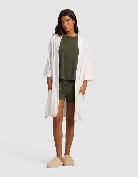 Women's Bamboo Stretch-Knit Kimono Robe