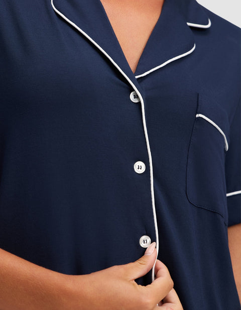 Women's Bamboo Stretch-Knit Short Sleeve Pajama Top (Collective)