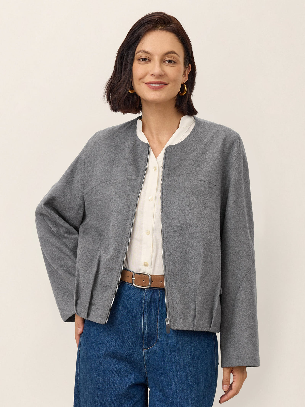 Wool Modular Scarf Collar Jacket MARIELA