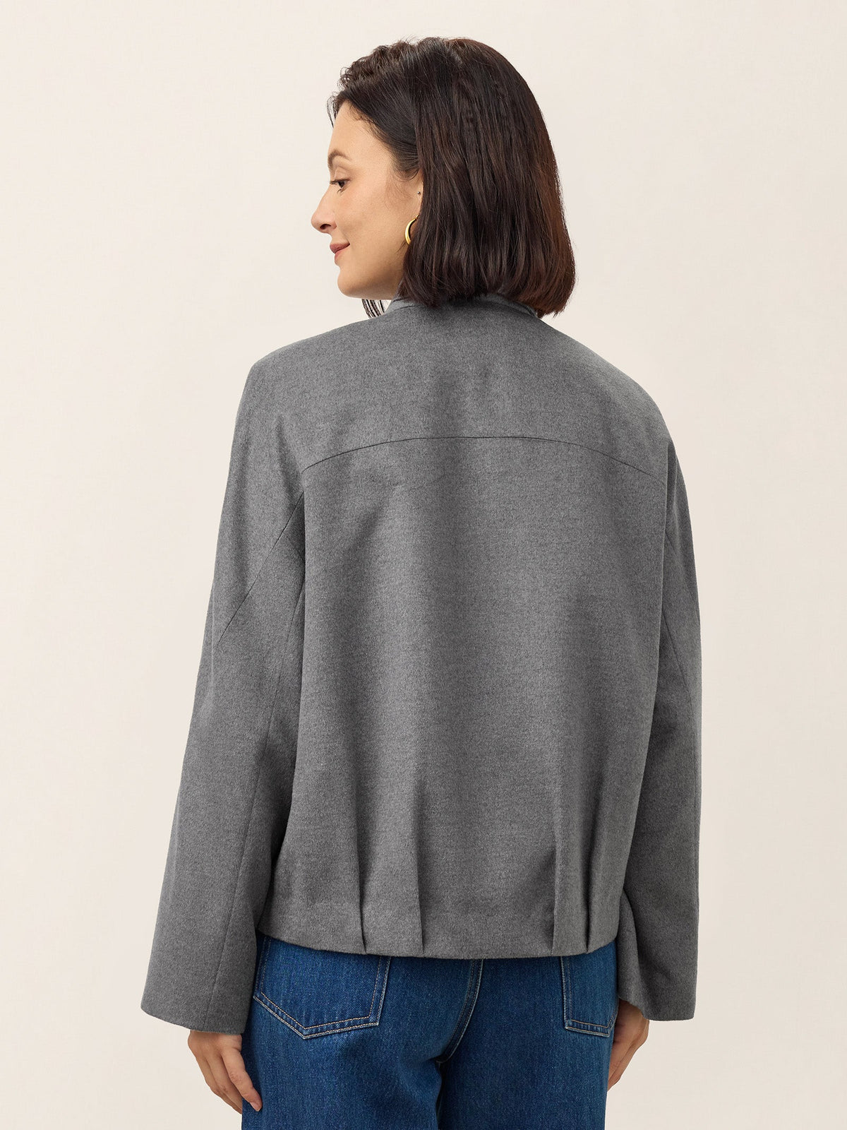 Wool Modular Scarf Collar Jacket MARIELA