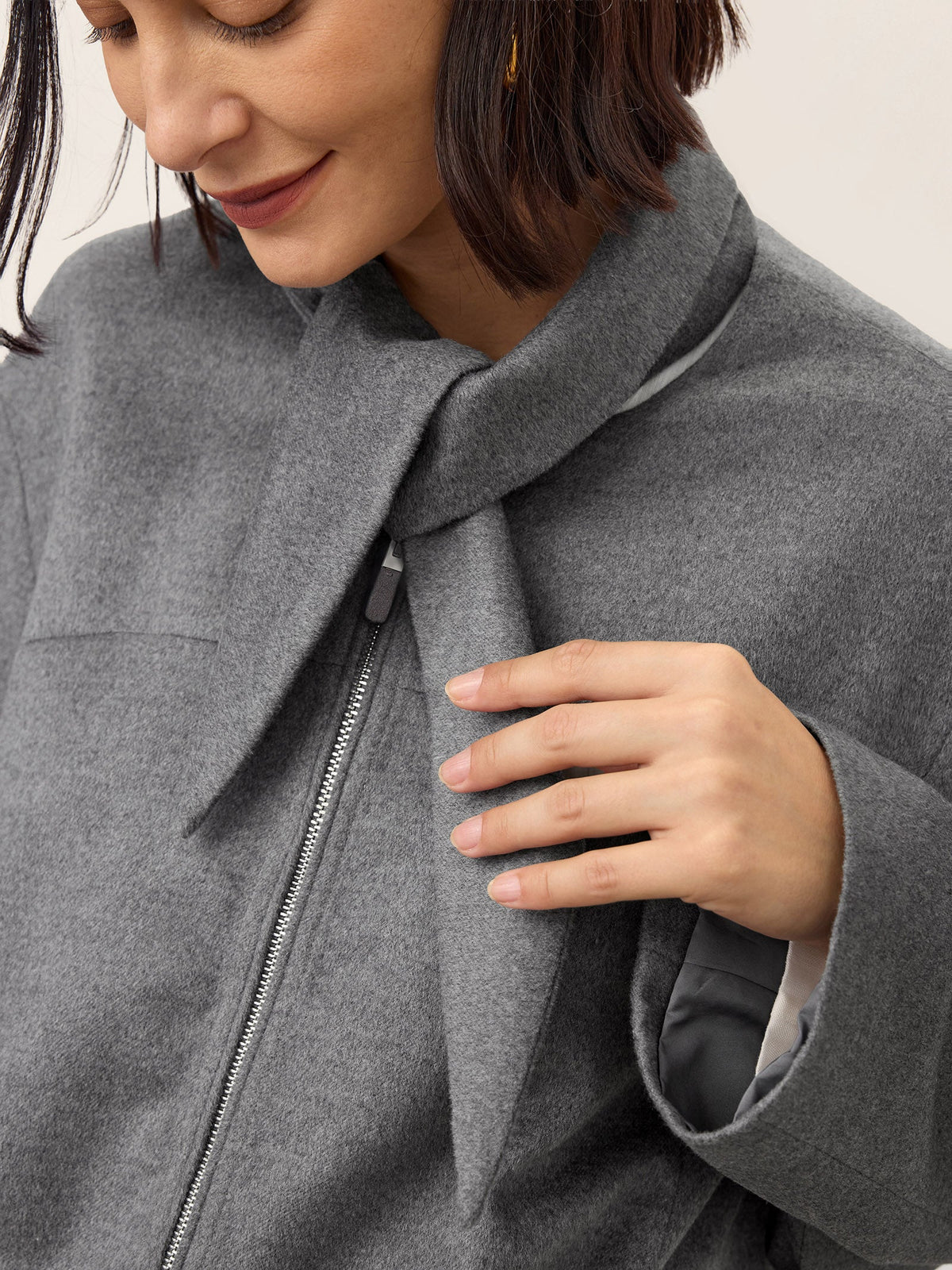 Wool Modular Scarf Collar Jacket MARIELA