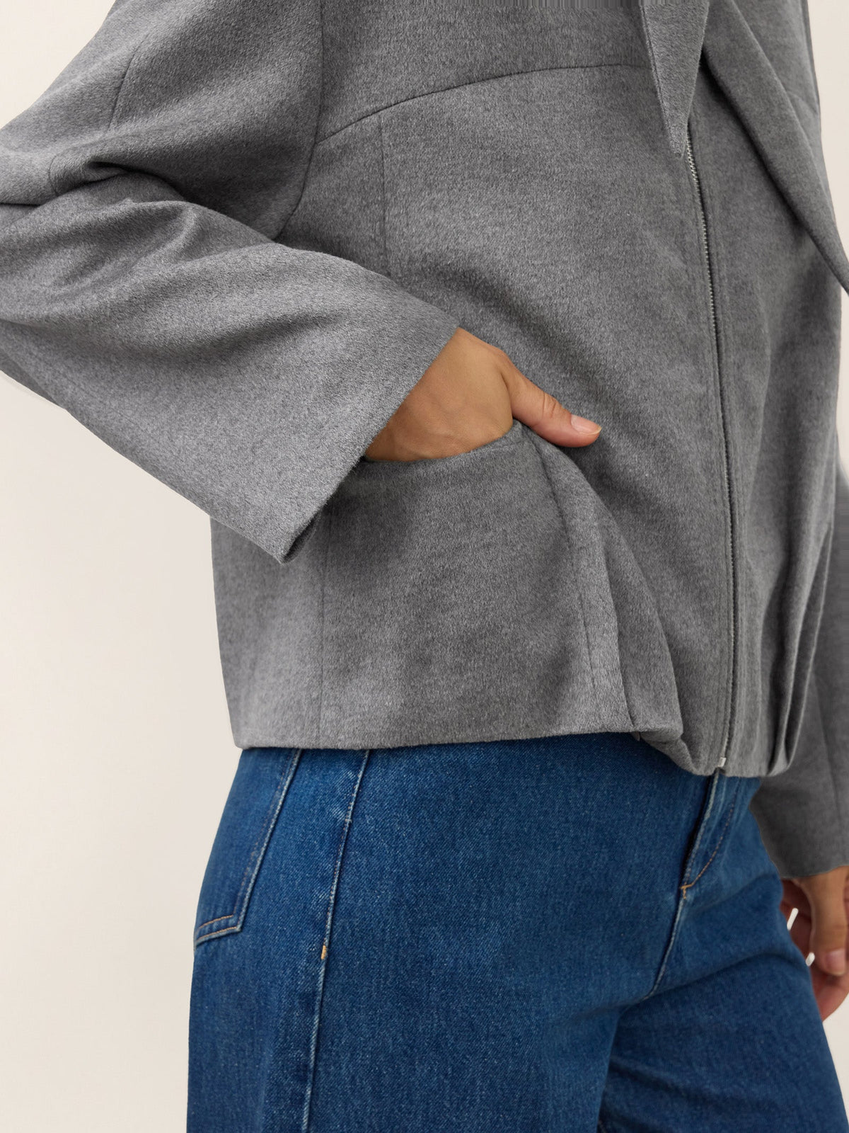 Wool Modular Scarf Collar Jacket MARIELA