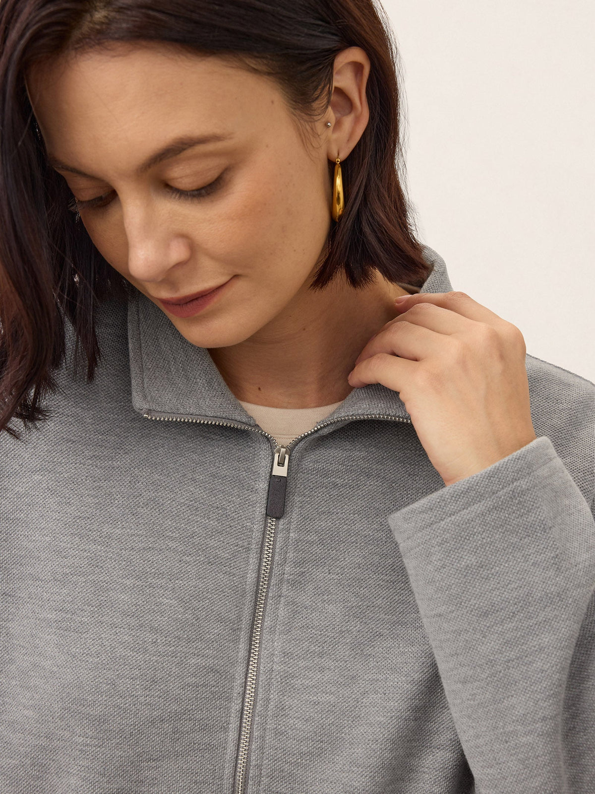 Wool Drawstring Waist Collared Jacket SOLARA