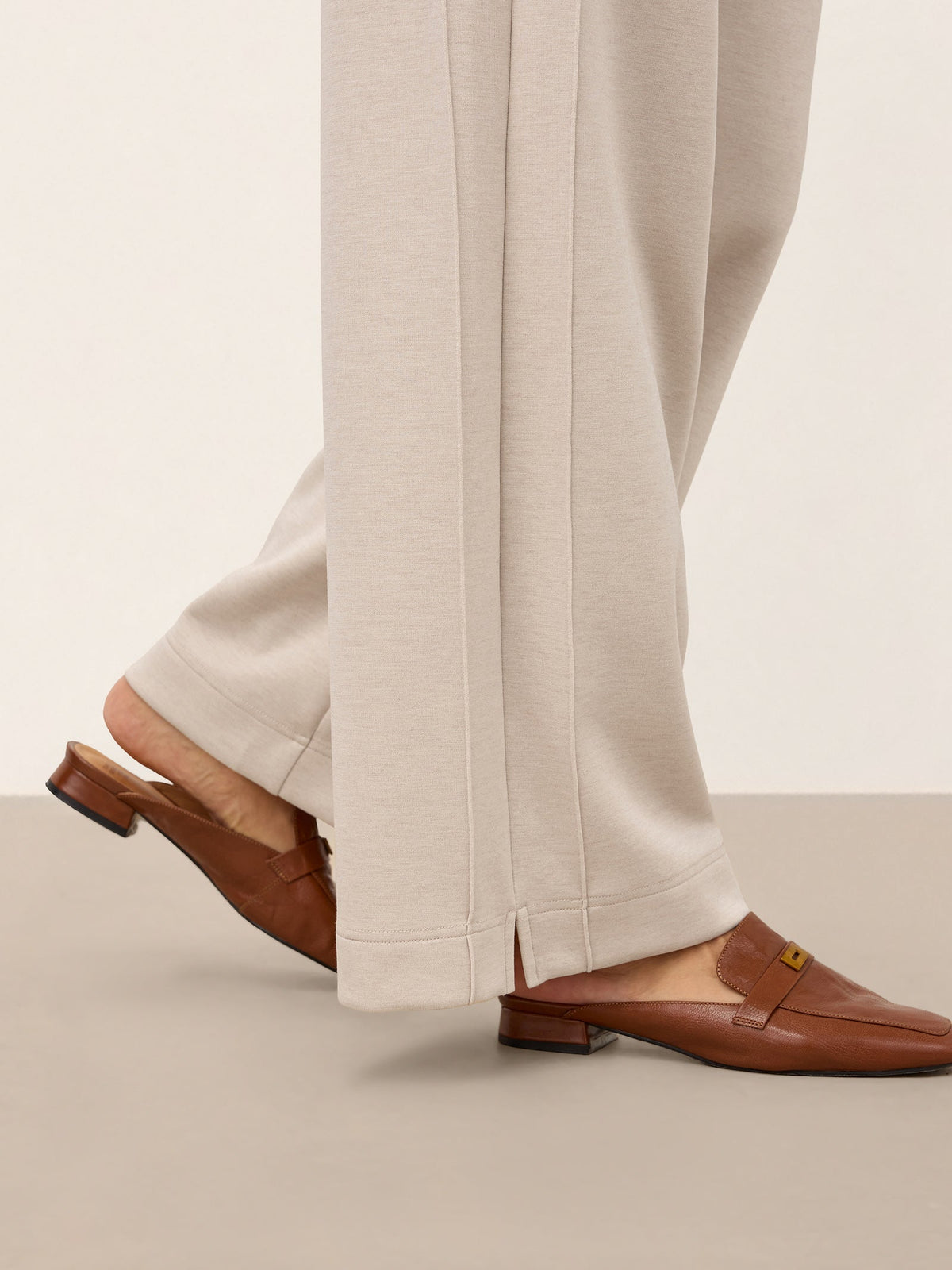Lyocell Wool Mid Rise Sculpted Seam Straight Leg Pants RAVELLA