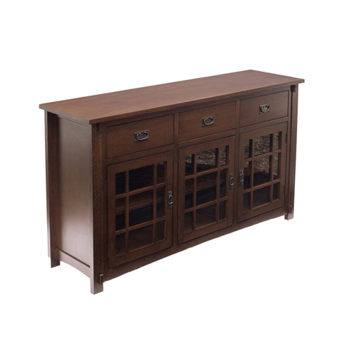 (Micheal's Cherry) Craftsman Mission Solid Oak Sideboard - 65"
