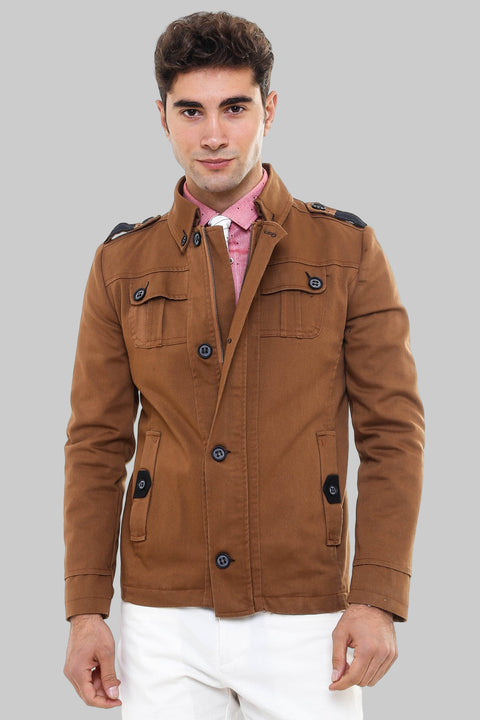 Epaulette 4 Pockets Washed Tan Coat-Wessi