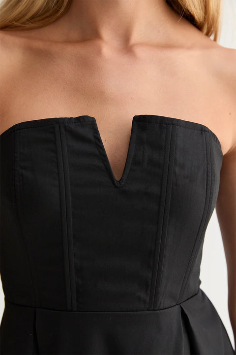 Zae V-Wire Midi Dress in Modal Blend Fabric - Black