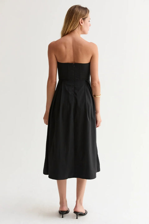 Zae V-Wire Midi Dress in Modal Blend Fabric - Black