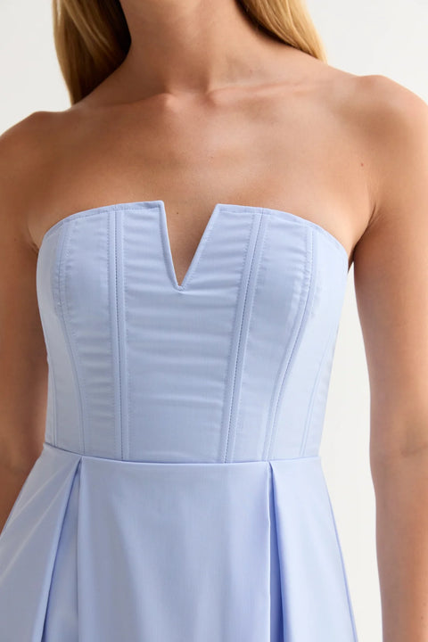 Zae V-Wire Midi Dress in Light Blue Modal Blend