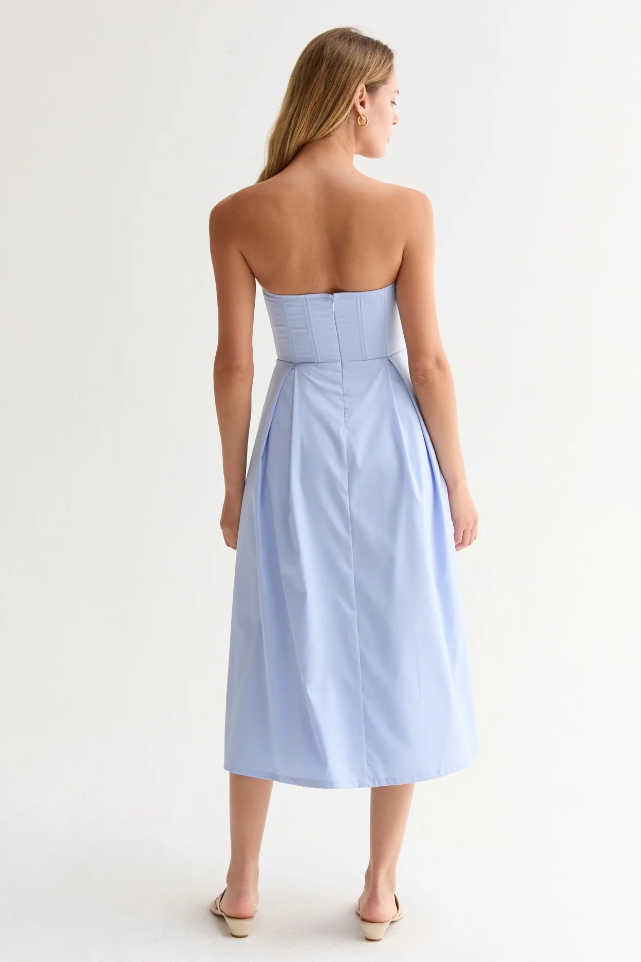Zae V-Wire Modal Blend Midi Dress - Light Blue