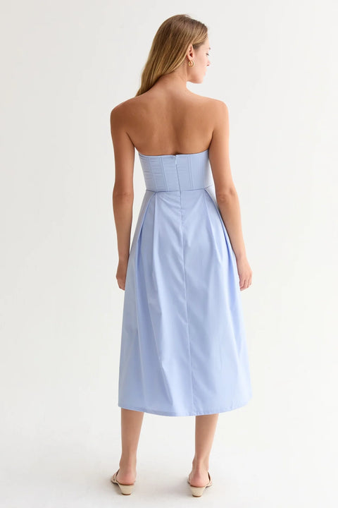 Zae V-Wire Midi Dress in Light Blue Modal Blend