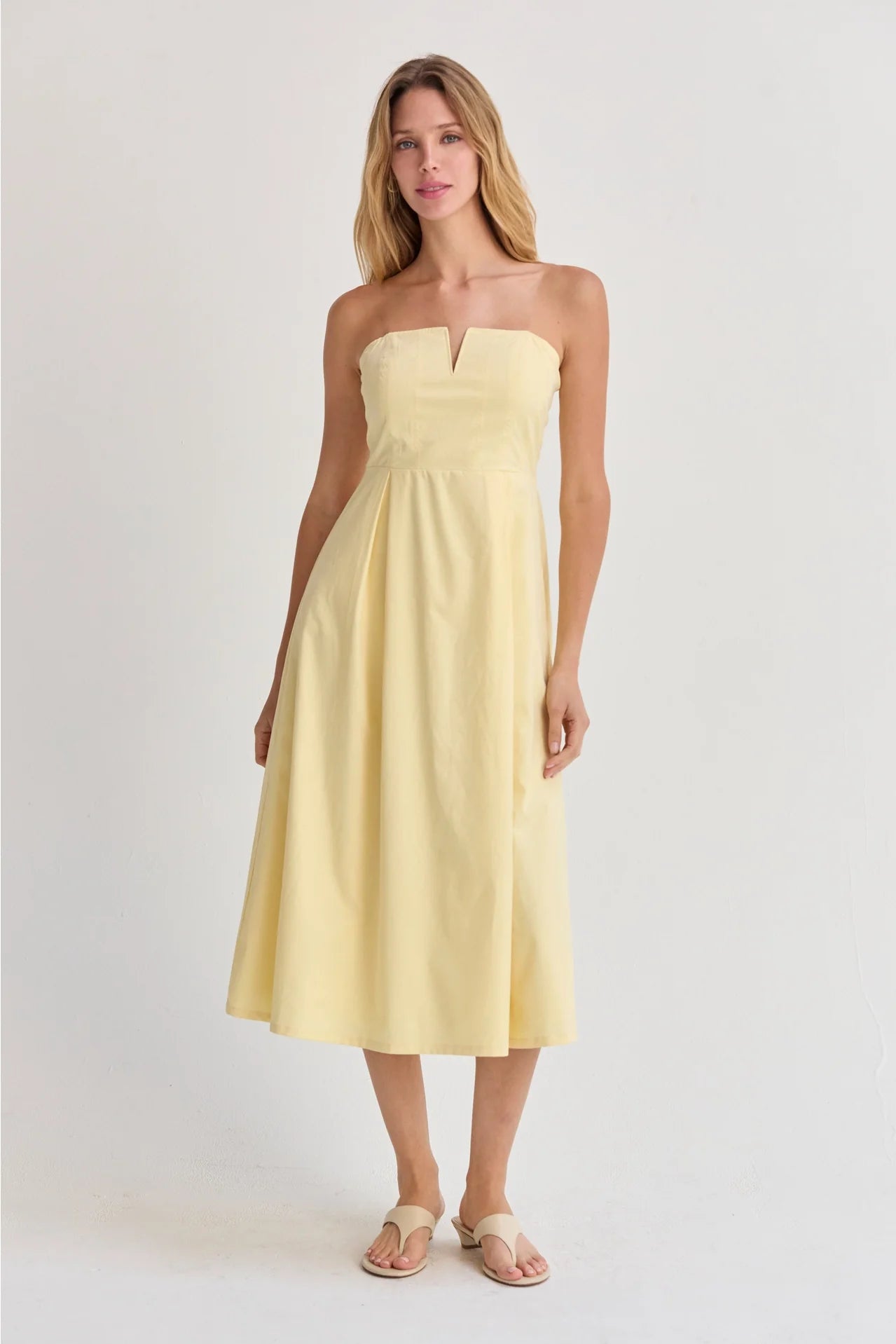 Zae V-Wire Modal Blend Midi Dress - Yellow