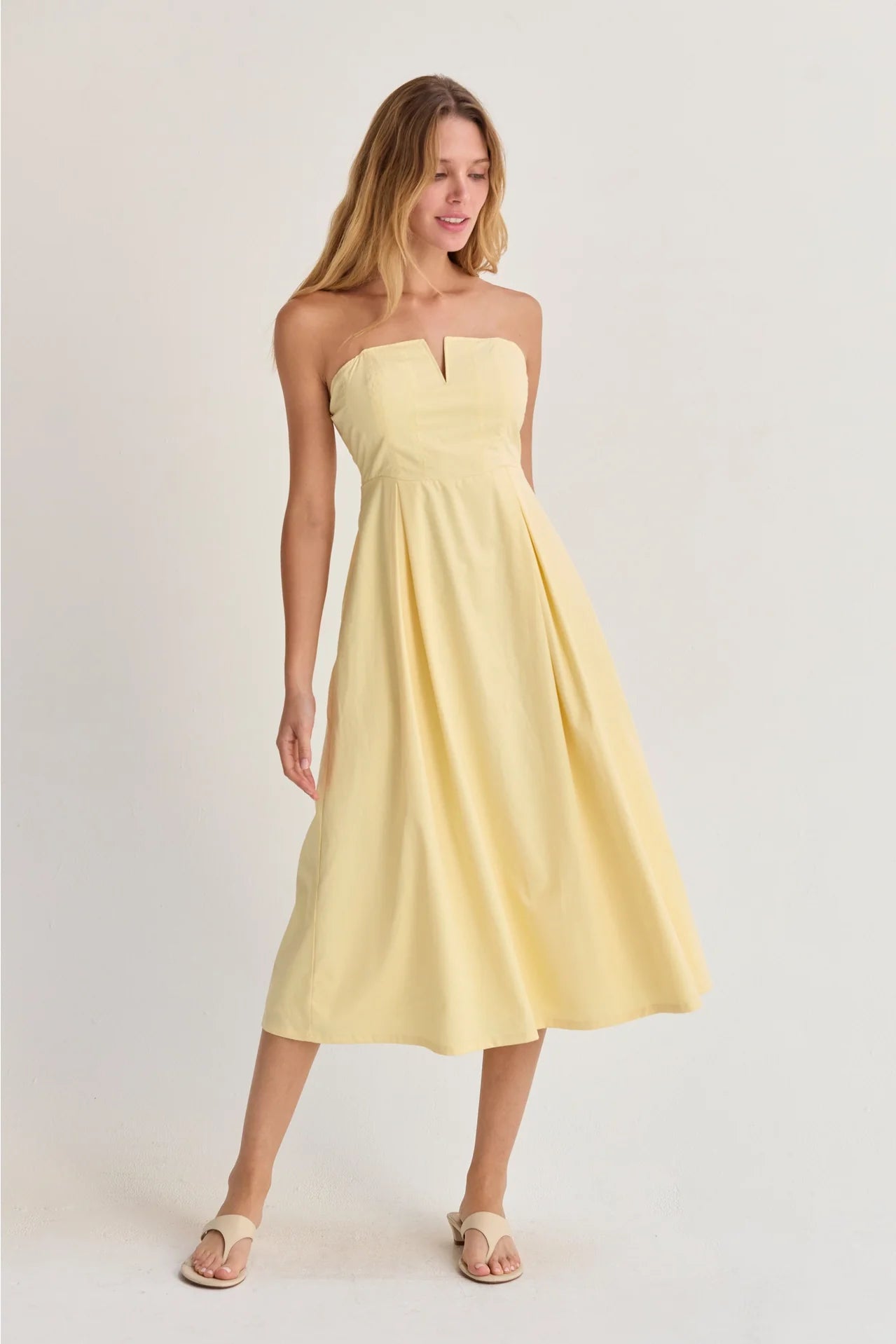 Zae V-Wire Modal Blend Midi Dress - Yellow
