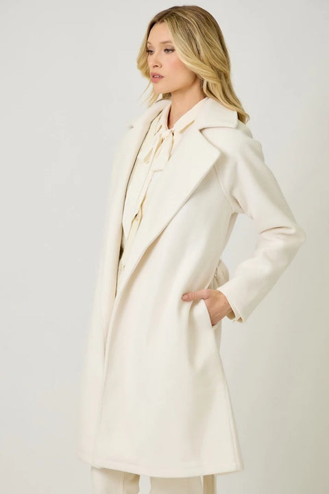 Lapel Collar Robe Coat - Snow White
