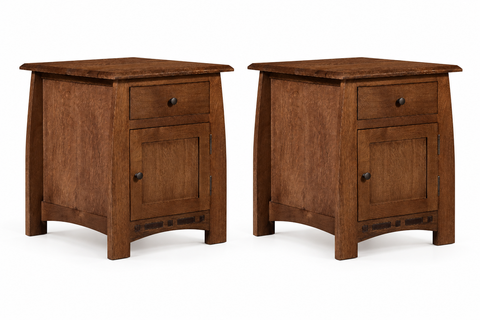 Mission White Oak 1 Drawer 1 Door Inlay End Table - Walnut stain