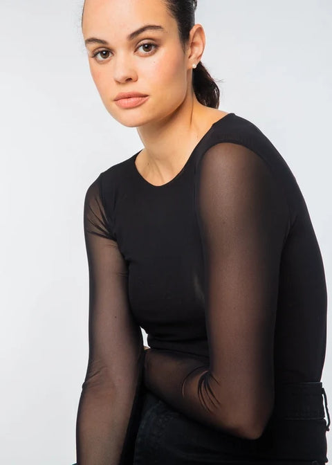 Florence Solid Double Sheer Stretch Top