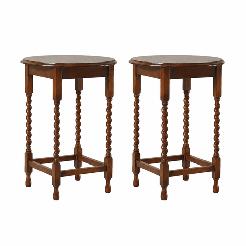 Mission Oak End Table With Barley Twist Legs