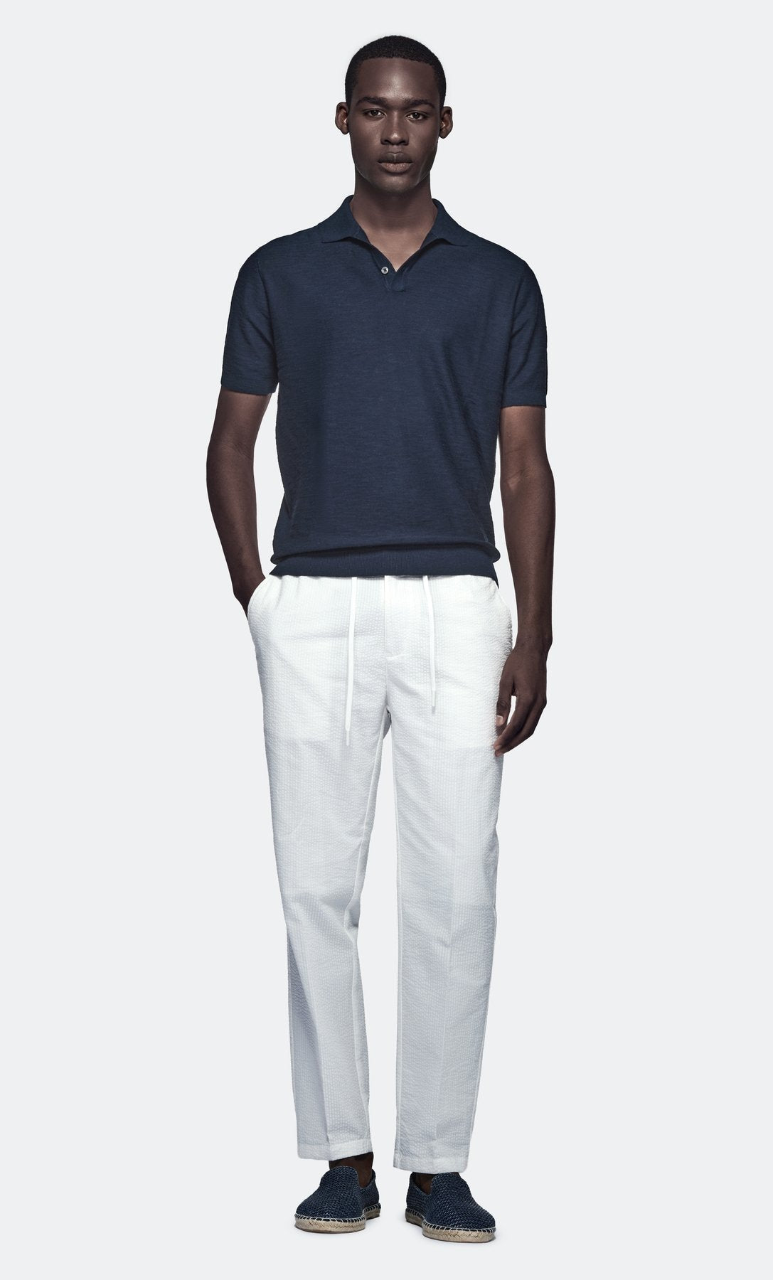 Airefinery Cotton And Linen Short Sleeve Polo Shirt