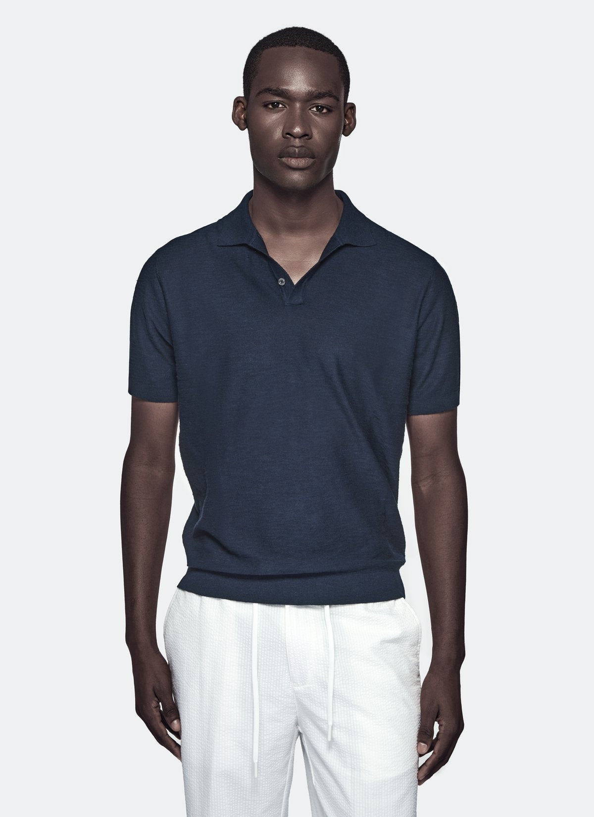 Airefinery Cotton And Linen Short Sleeve Polo Shirt