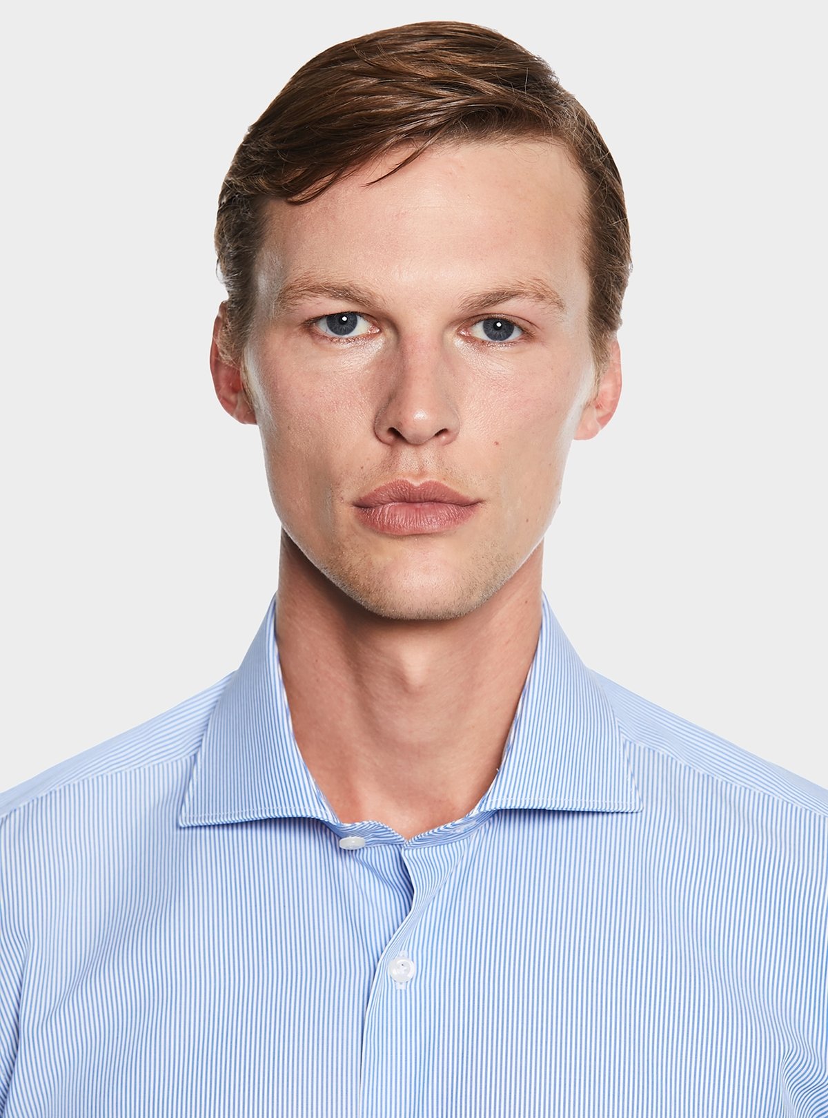 Airefinery French Collar Narrow Stripe Cotton Shirt
